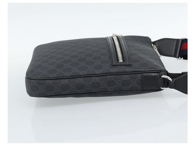 Borsa a tracolla GUCCI GG Supreme Sherry Line PVC Nero Argento 792081 Auth 188961 - vista 5