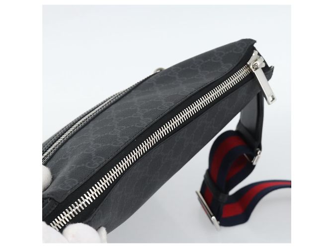 Borsa a tracolla GUCCI GG Supreme Sherry Line PVC Nero Argento 792081 Auth 188961 - vista 6