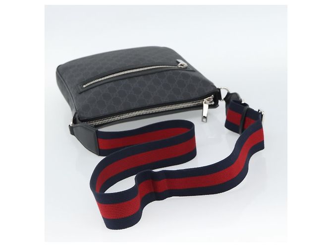Borsa a tracolla GUCCI GG Supreme Sherry Line PVC Nero Argento 792081 Auth 188961 - vista 7