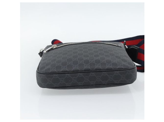 Borsa a tracolla GUCCI GG Supreme Sherry Line PVC Nero Argento 792081 Auth 188961 - vista 9
