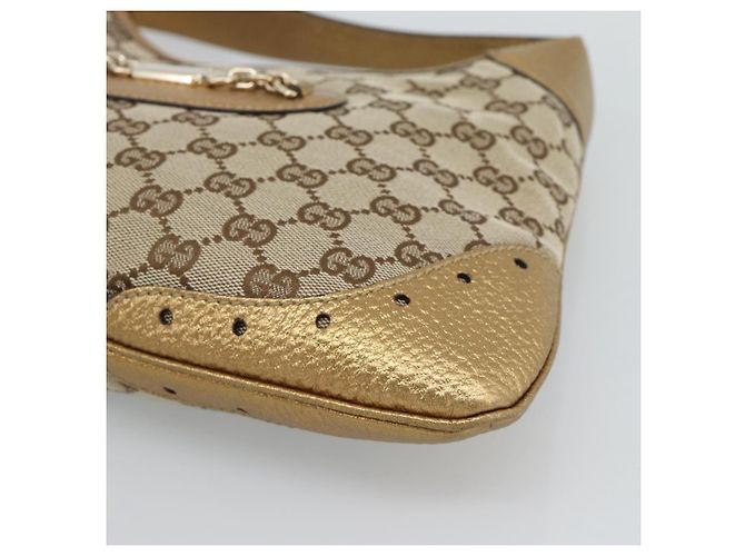 Borsa GUCCI GG Canvas Beige Oro 145778 Auth 189094V D'oro - vista 10