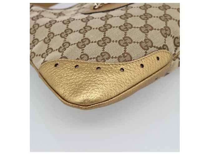Borsa GUCCI GG Canvas Beige Oro 145778 Auth 189094V D'oro - vista 11