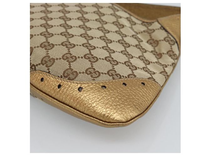 Borsa GUCCI GG Canvas Beige Oro 145778 Auth 189094V D'oro - vista 12