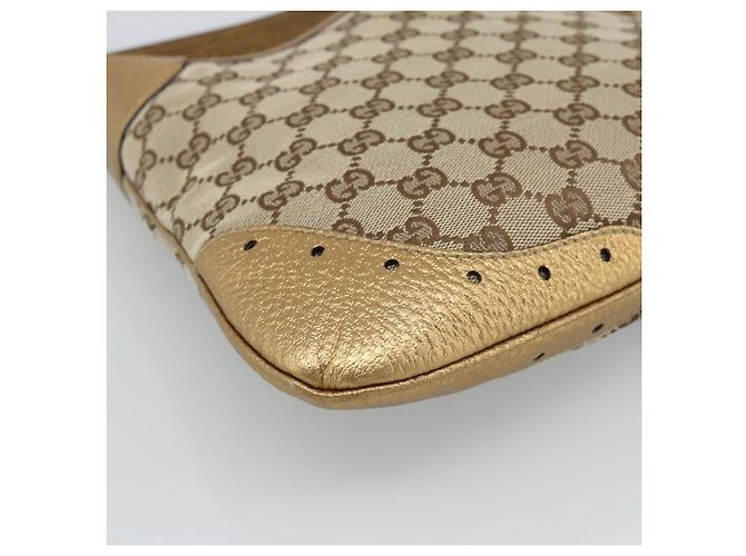 Borsa GUCCI GG Canvas Beige Oro 145778 Auth 189094V D'oro - vista 13