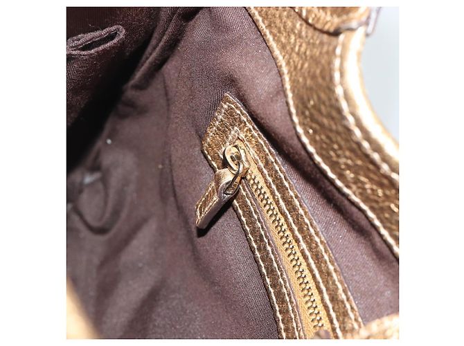 Borsa GUCCI GG Canvas Beige Oro 145778 Auth 189094V D'oro - vista 18