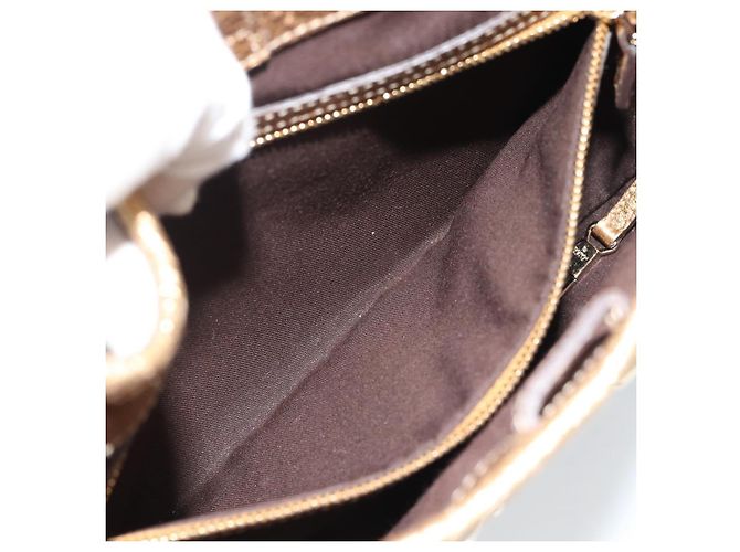 Borsa GUCCI GG Canvas Beige Oro 145778 Auth 189094V D'oro - vista 19