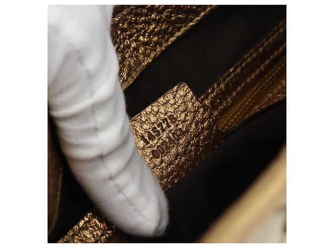 Borsa GUCCI GG Canvas Beige Oro 145778 Auth 189094V D'oro - vista 20