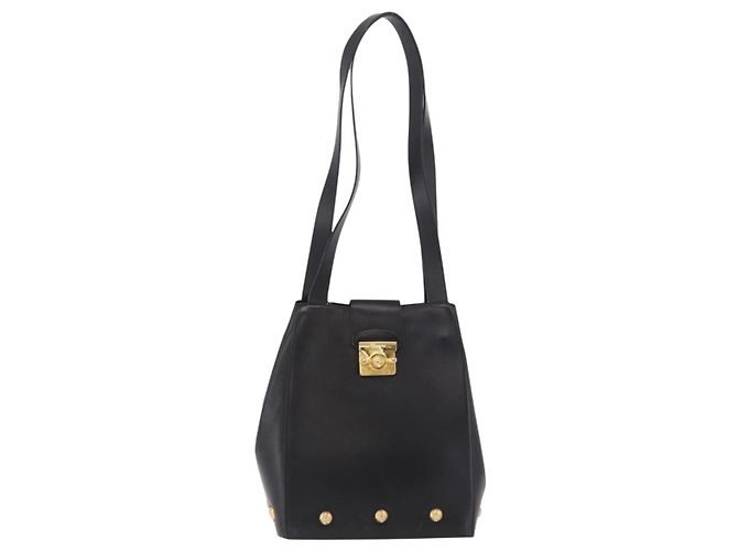 Borsa a tracolla Salvatore Ferragamo in pelle nera e oro Auth ka4956 Nero D'oro - vista 2