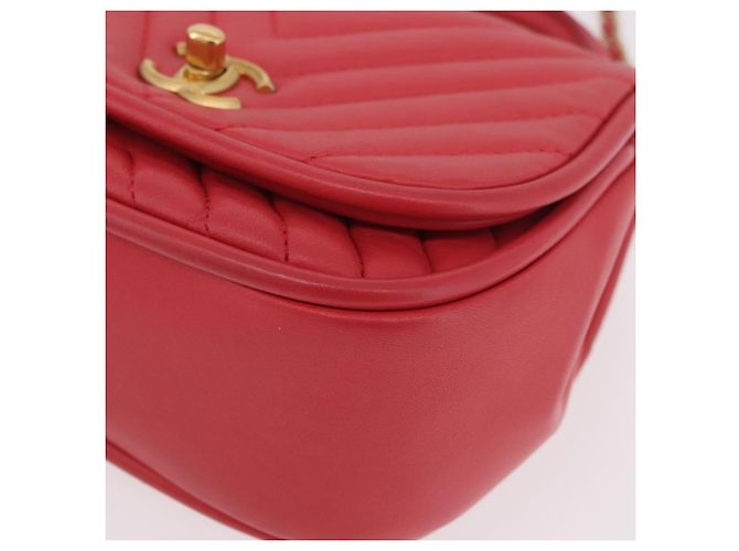 Borsa a mano CHANEL Chevron V Stitch Top Handle in pelle di agnello 2way Rosa CC Auth 189342SAM D'oro - vista 14