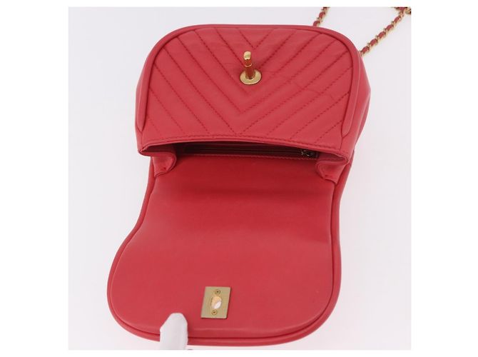Borsa a mano CHANEL Chevron V Stitch Top Handle in pelle di agnello 2way Rosa CC Auth 189342SAM D'oro - vista 18