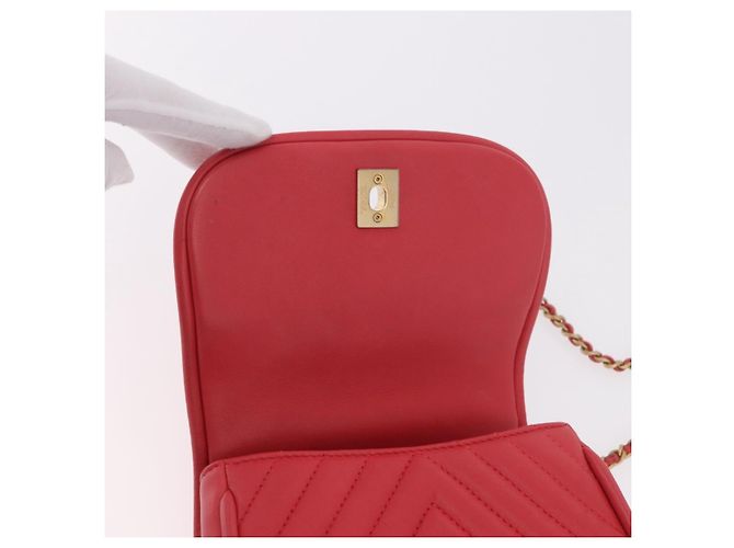 Borsa a mano CHANEL Chevron V Stitch Top Handle in pelle di agnello 2way Rosa CC Auth 189342SAM D'oro - vista 19