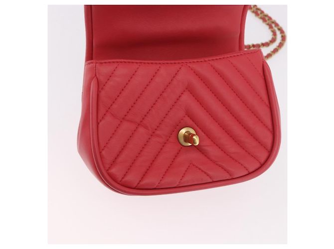 Borsa a mano CHANEL Chevron V Stitch Top Handle in pelle di agnello 2way Rosa CC Auth 189342SAM D'oro - vista 20