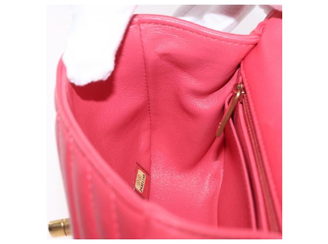 Borsa a mano CHANEL Chevron V Stitch Top Handle in pelle di agnello 2way Rosa CC Auth 189342SAM D'oro - vista 25
