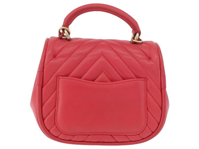 Borsa a mano CHANEL Chevron V Stitch Top Handle in pelle di agnello 2way Rosa CC Auth 189342SAM D'oro - vista 3