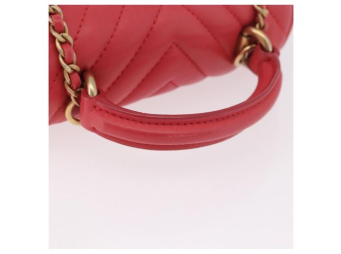 Borsa a mano CHANEL Chevron V Stitch Top Handle in pelle di agnello 2way Rosa CC Auth 189342SAM D'oro - vista 7