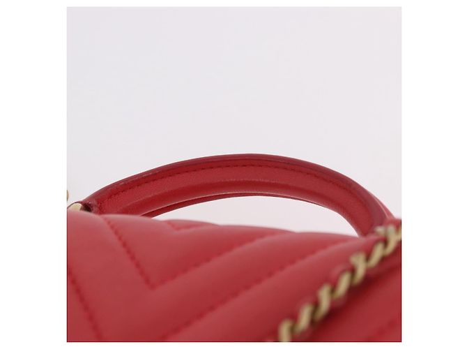 Borsa a mano CHANEL Chevron V Stitch Top Handle in pelle di agnello 2way Rosa CC Auth 189342SAM D'oro - vista 8