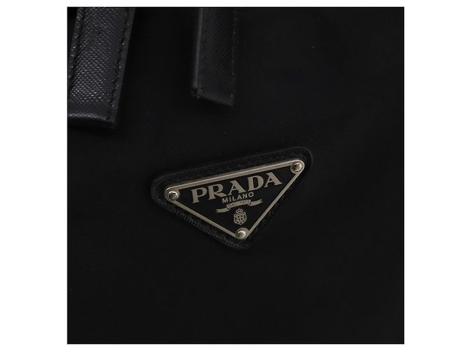 PRADA Boston Bag Nylon Schwarz Silber Authentisch bs35527 - Ansicht 16
