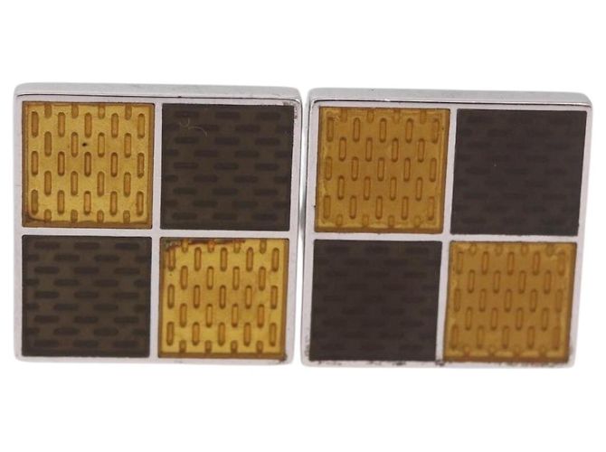 LOUIS VUITTON Damier Ebene Cuffs&Cuff Case Cuffs Silver M64675 LV Auth BA13620V Argento - vista 16