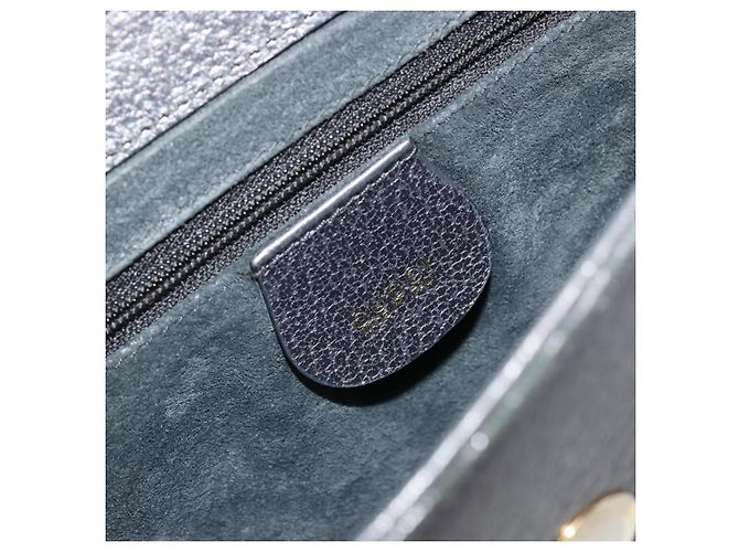 Borsa a mano GUCCI Bamboo in pelle nera e oro 001 3444 1887 Auth 187814 Nero D'oro - vista 17