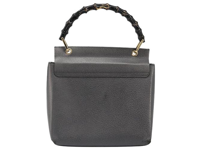 Borsa a mano GUCCI Bamboo in pelle nera e oro 001 3444 1887 Auth 187814 Nero D'oro - vista 3