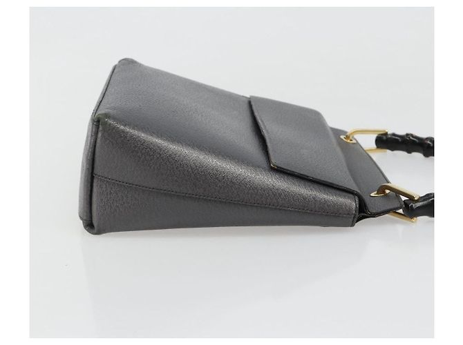 Borsa a mano GUCCI Bamboo in pelle nera e oro 001 3444 1887 Auth 187814 Nero D'oro - vista 4