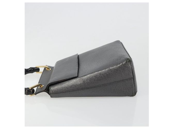 Borsa a mano GUCCI Bamboo in pelle nera e oro 001 3444 1887 Auth 187814 Nero D'oro - vista 5