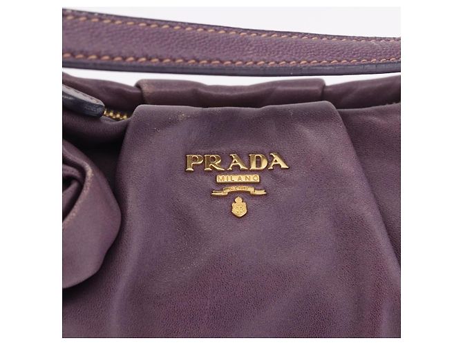 PRADA Pouch Accessori in Pelle Viola Oro Auth 189372A D'oro Porpora - vista 14