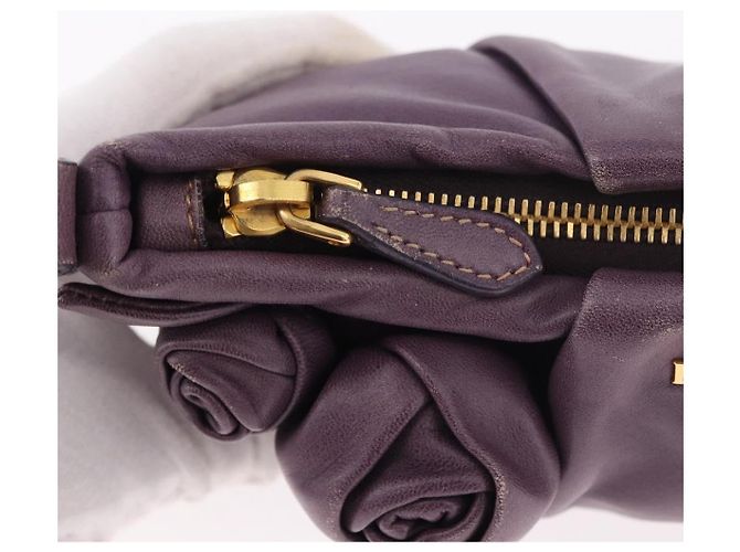 PRADA Pouch Accessori in Pelle Viola Oro Auth 189372A D'oro Porpora - vista 15