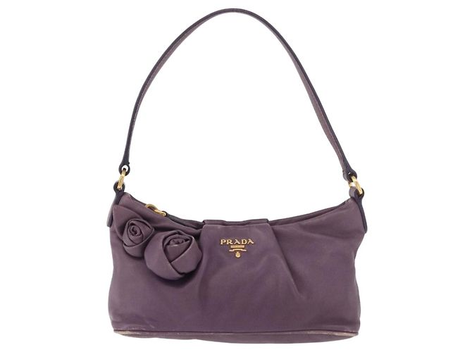PRADA Pouch Accessori in Pelle Viola Oro Auth 189372A D'oro Porpora - vista 2