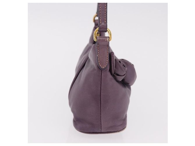 PRADA Pouch Accessori in Pelle Viola Oro Auth 189372A D'oro Porpora - vista 5