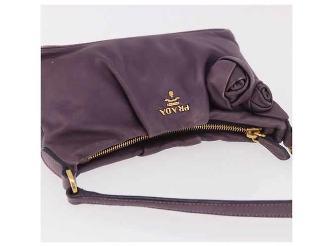 PRADA Pouch Accessori in Pelle Viola Oro Auth 189372A D'oro Porpora - vista 6