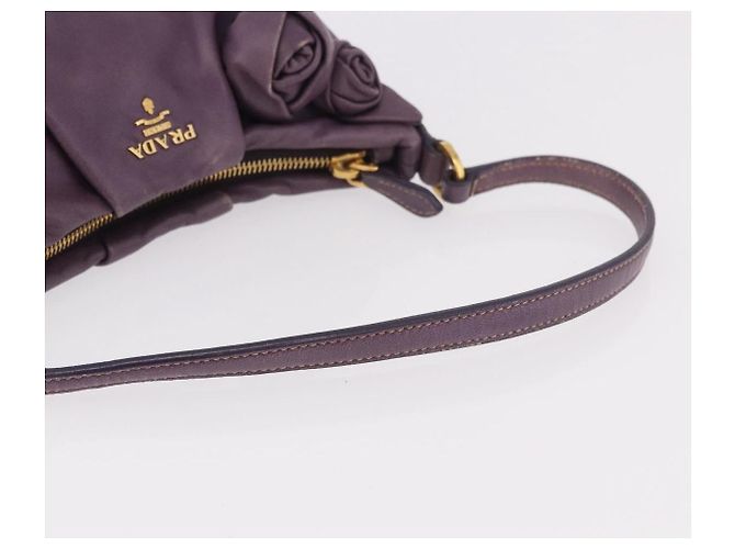 PRADA Pouch Accessori in Pelle Viola Oro Auth 189372A D'oro Porpora - vista 7
