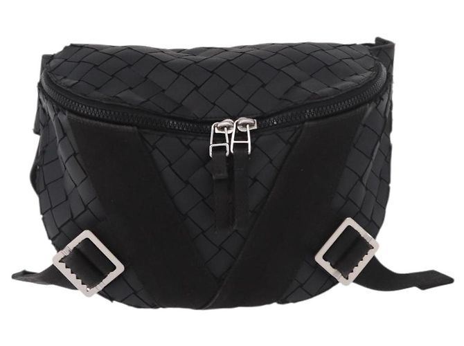BOTTEGA VENETA INTRECCIATO Body Bag Pelle Nero Argento Auth bs35683A - vista 2