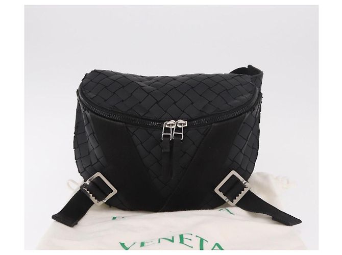 BOTTEGA VENETA INTRECCIATO Body Bag Pelle Nero Argento Auth bs35683A - vista 23
