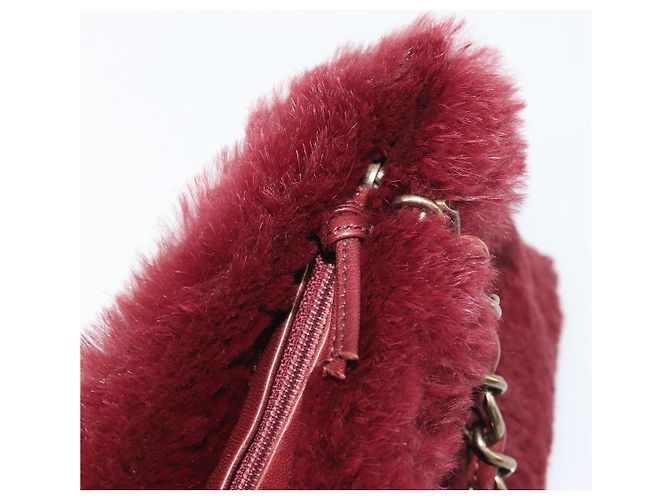 CHANEL Borsa a Spalla con Catena in Pelliccia Rossa CC Auth BA13649V Rosso - vista 16
