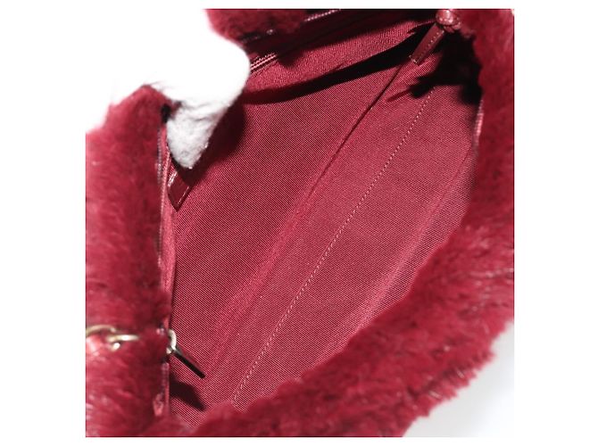CHANEL Borsa a Spalla con Catena in Pelliccia Rossa CC Auth BA13649V Rosso - vista 18