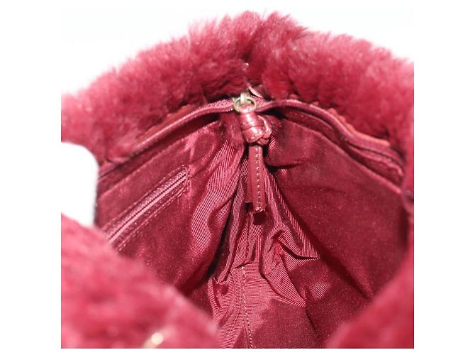 CHANEL Borsa a Spalla con Catena in Pelliccia Rossa CC Auth BA13649V Rosso - vista 19