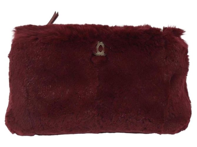 CHANEL Borsa a Spalla con Catena in Pelliccia Rossa CC Auth BA13649V Rosso - vista 2
