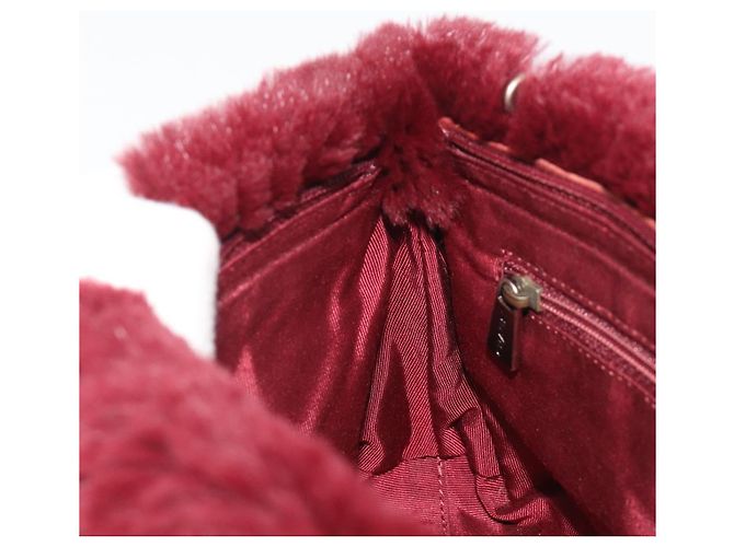 CHANEL Borsa a Spalla con Catena in Pelliccia Rossa CC Auth BA13649V Rosso - vista 20