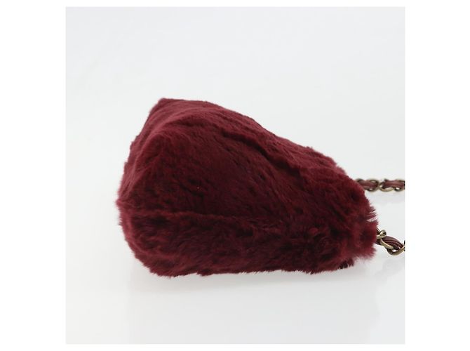 CHANEL Borsa a Spalla con Catena in Pelliccia Rossa CC Auth BA13649V Rosso - vista 4