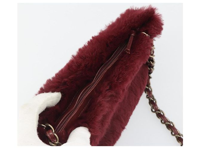 CHANEL Borsa a Spalla con Catena in Pelliccia Rossa CC Auth BA13649V Rosso - vista 6