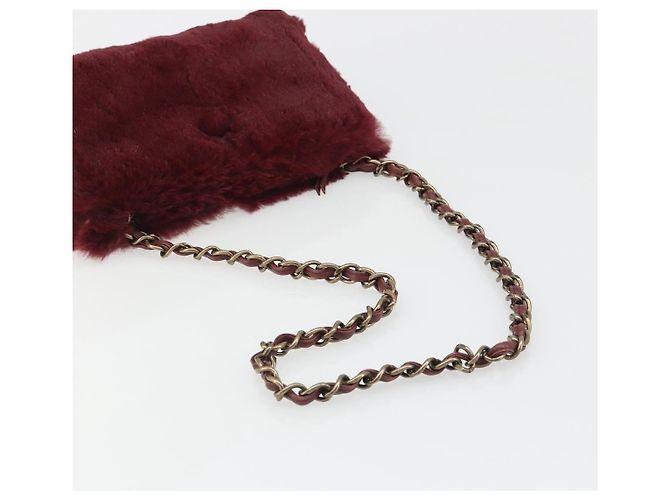 CHANEL Borsa a Spalla con Catena in Pelliccia Rossa CC Auth BA13649V Rosso - vista 7