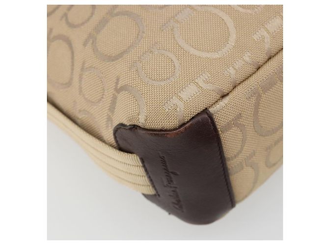 Borsa a tracolla Salvatore Ferragamo in tela beige e oro Auth hk3800 D'oro - vista 11