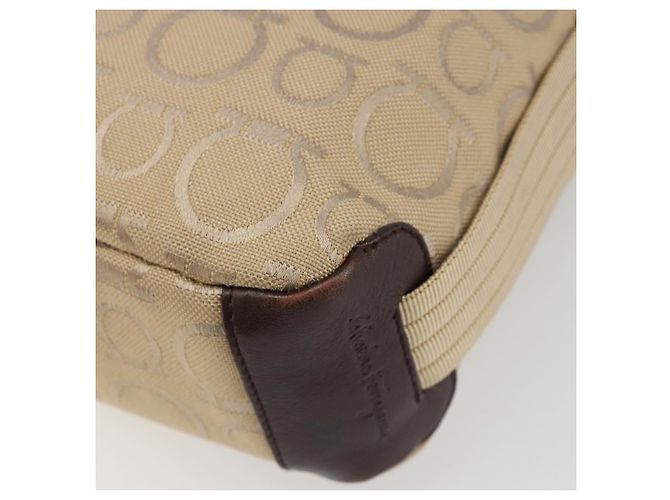 Borsa a tracolla Salvatore Ferragamo in tela beige e oro Auth hk3800 D'oro - vista 12