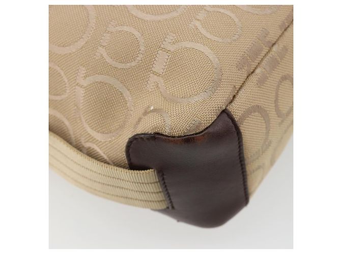 Borsa a tracolla Salvatore Ferragamo in tela beige e oro Auth hk3800 D'oro - vista 13