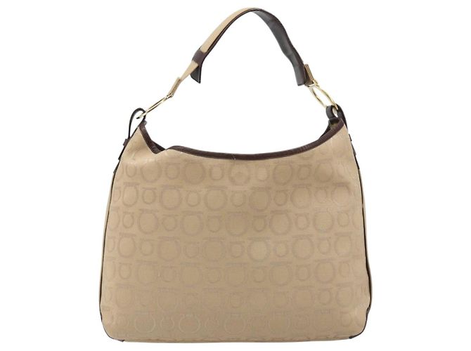 Borsa a tracolla Salvatore Ferragamo in tela beige e oro Auth hk3800 D'oro - vista 2