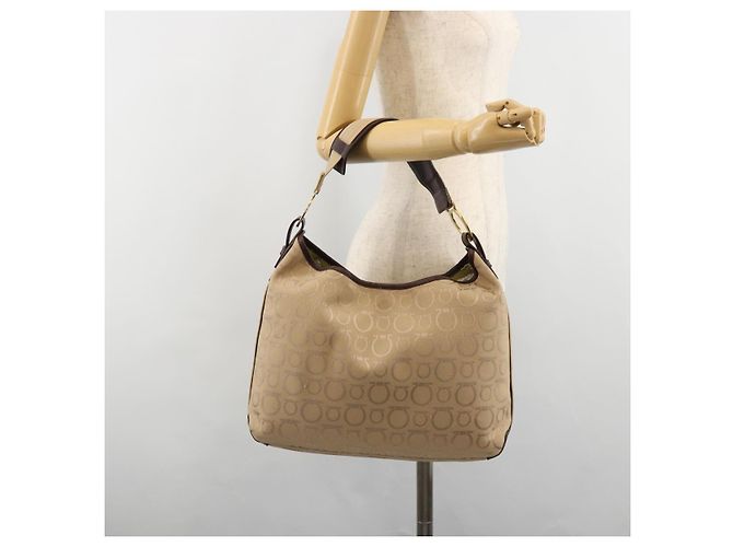 Borsa a tracolla Salvatore Ferragamo in tela beige e oro Auth hk3800 D'oro - vista 21