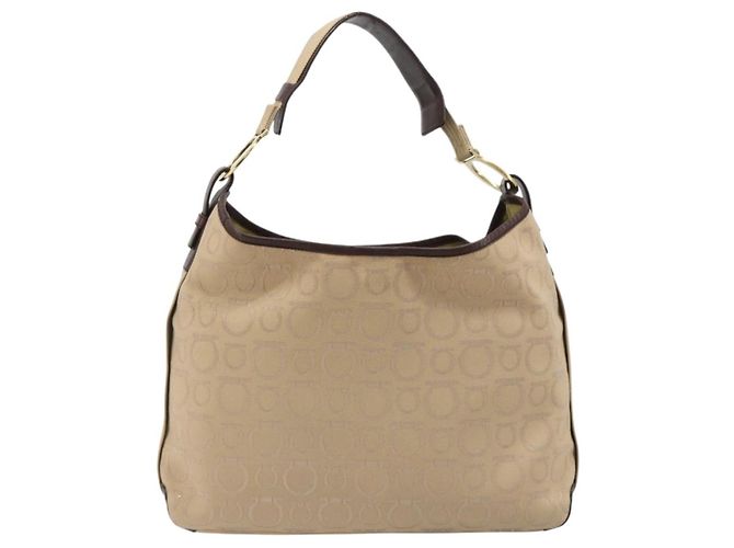 Borsa a tracolla Salvatore Ferragamo in tela beige e oro Auth hk3800 D'oro - vista 3