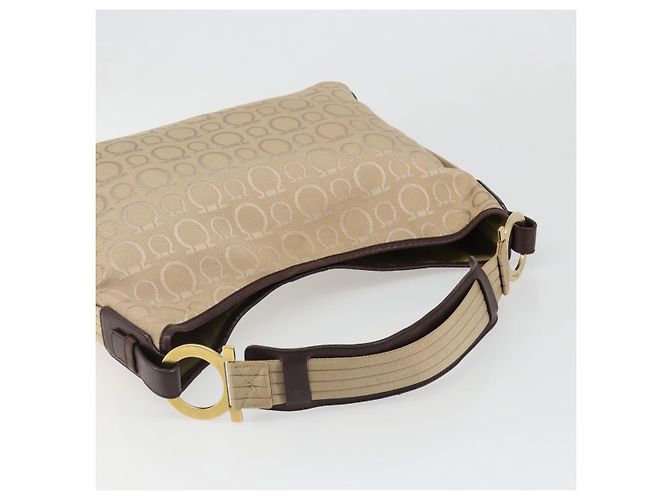 Borsa a tracolla Salvatore Ferragamo in tela beige e oro Auth hk3800 D'oro - vista 6