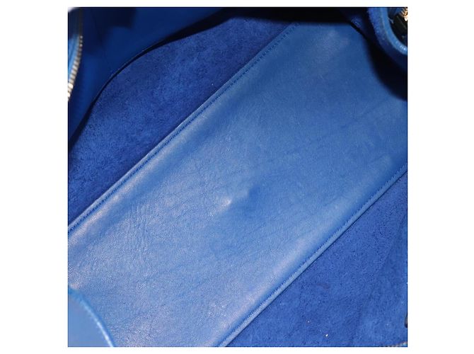 SAINT LAURENT Petit Cabas Hand Bag Leather 2way Blue Gold Auth 187142A D'oro - vista 22